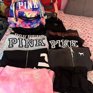 PINK BUNDLE INCLUDES 7 PINK SWEATER , 1 PAIR PINK LEGGINGS AND 1 PINK SKIRT, BAG
